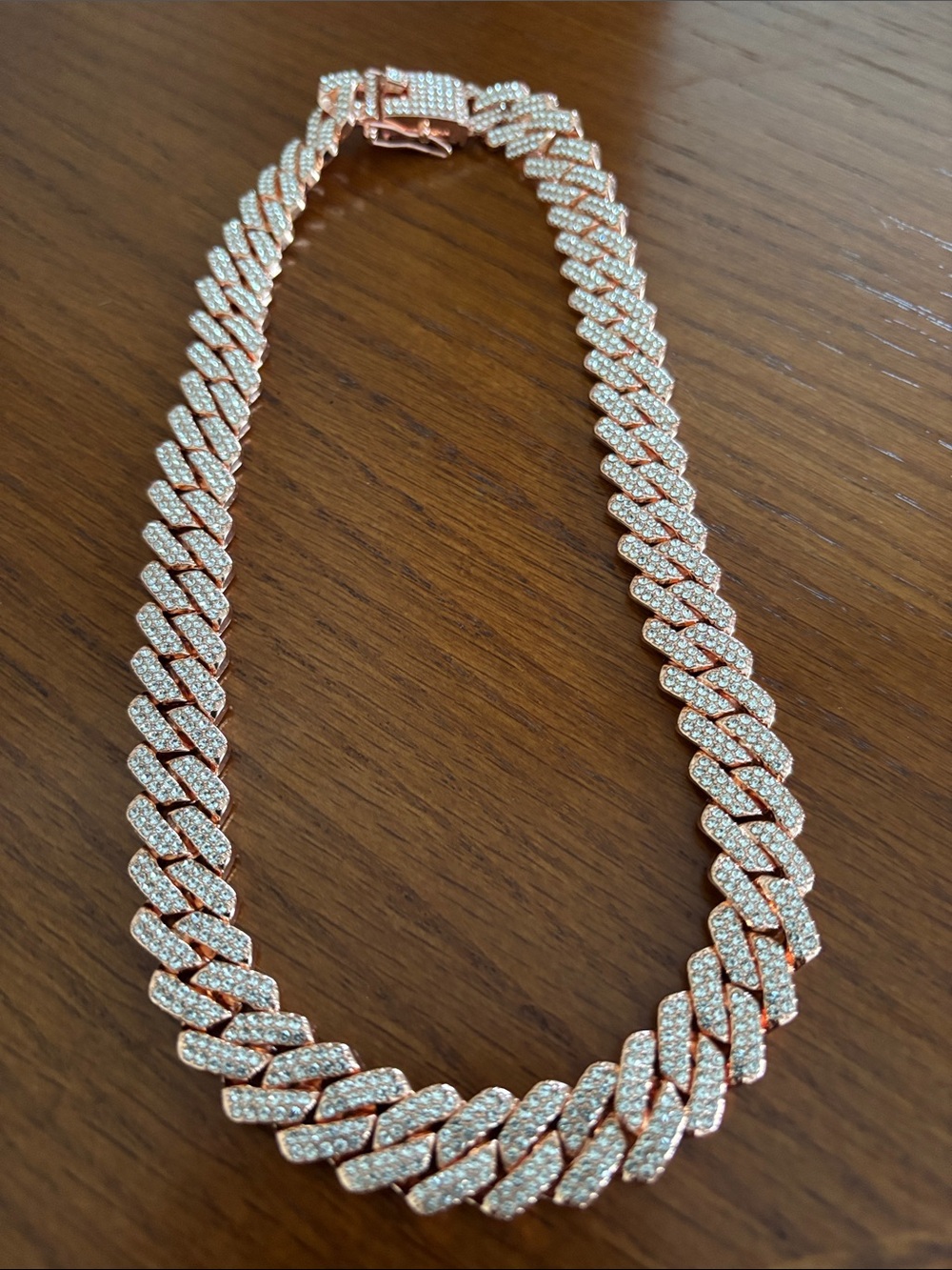 Rose Gold Pavé Cuban Link Necklace - 18 inch